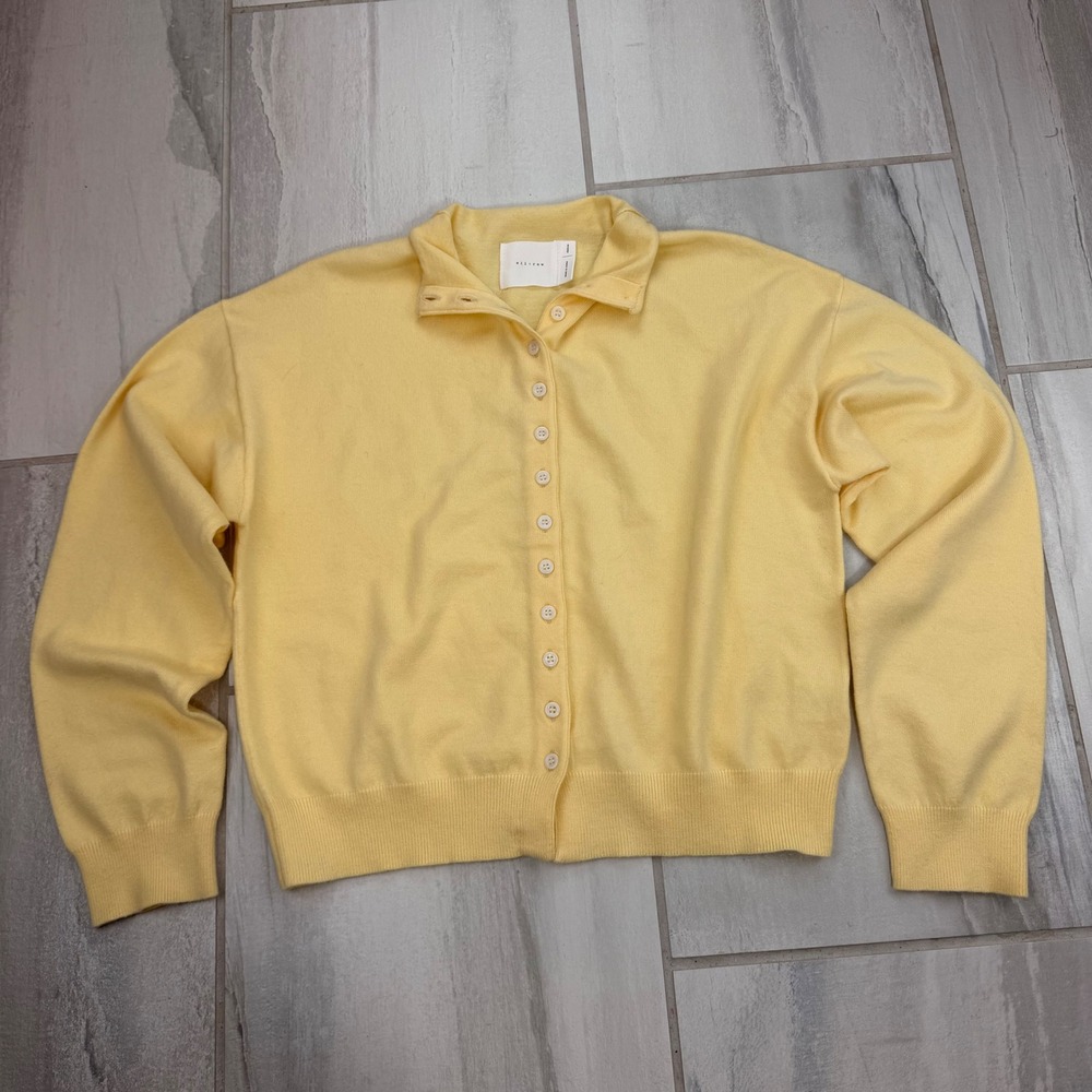 All Row Butter Yellow Collared Button Front Cardigan Medium